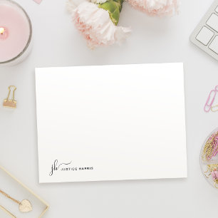 Stylish Script Monogram Personalised Stationery Card