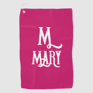 STYLISH SCRIPT MONOGRAM PINK GOLF TOWEL