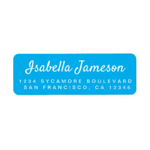Stylish Script Name Bright Blue Return Address Return Address Label