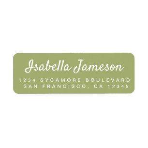 Stylish Script Name Leaf Green Return Address Label