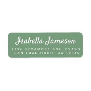 Stylish Script Name Mineral Green Return Address Label