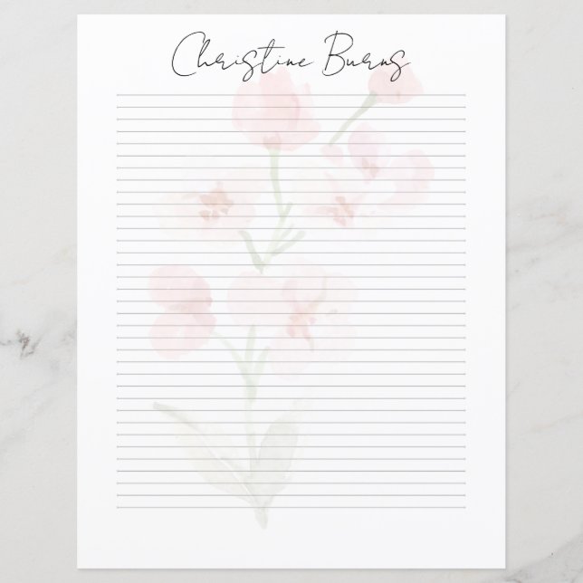 Stylish Script Name Monogram Letter Paper (Front)