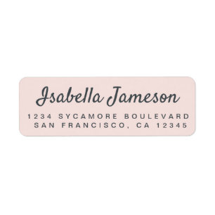 Stylish Script Name Pastel Pink Return Address Label