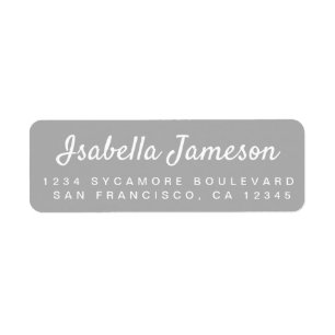 Stylish Script Name Silver Grey Return Address Label