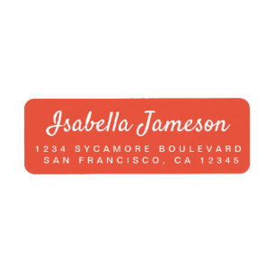 Stylish Script Orange Red Return Address Label