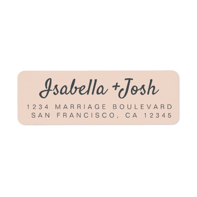 Stylish Script Peach Dust Wedding Return Address Label (Front)