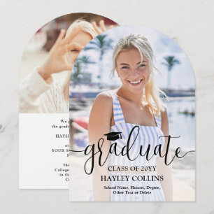 Stylish Script & Photo Graduation Announcement