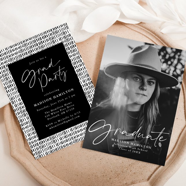 Stylish Script Photo Graduation Party Invitation (Creator Uploaded)