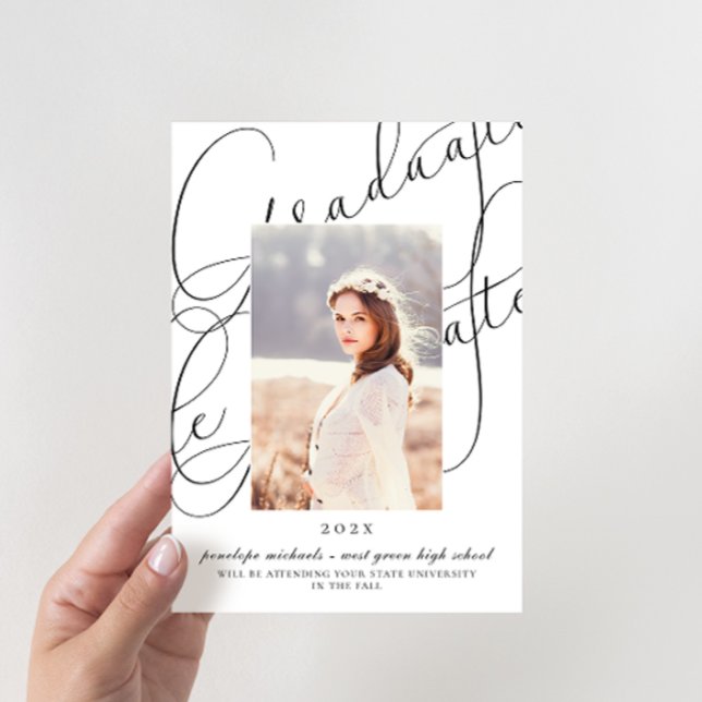 Stylish Script Photo Graduation Party Invitation (Creator Uploaded)