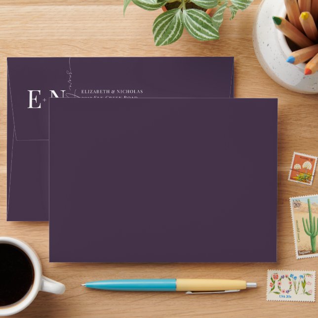 Stylish Script | Pre-Addressed Photo Lined Envelope (Desk)