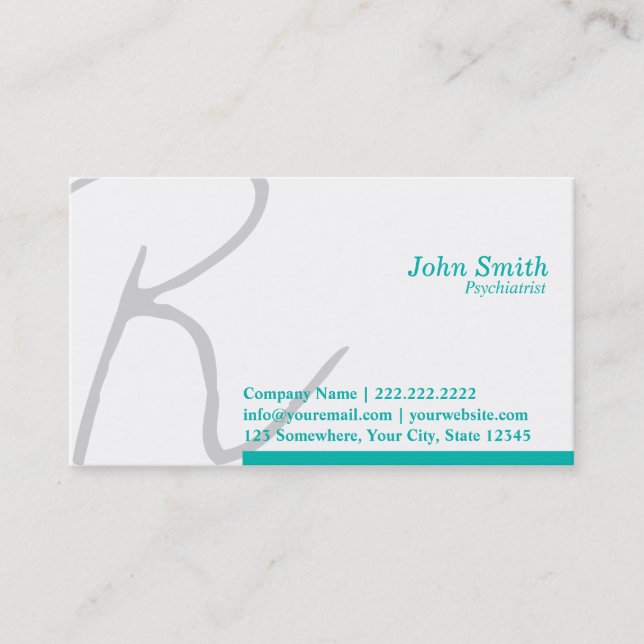 Stylish Script Psychiatrist Business Card (Front)