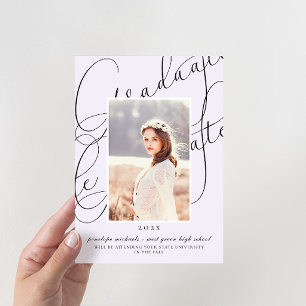 Stylish Script Purple Photo Graduation Party Invitation