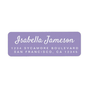 Stylish Script Purple Return Address Label