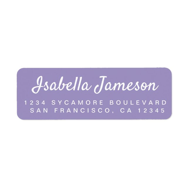 Stylish Script Purple Return Address Label (Front)