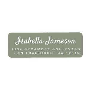 Stylish Script Sage Green Return Address Label