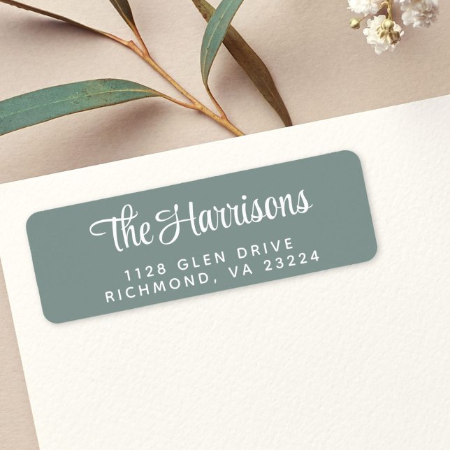 Stylish Script Sage Green Return Address Label (Creator Uploaded)