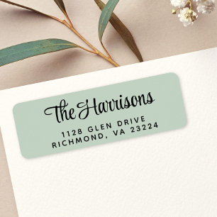 Stylish Script Sage Green Return Address Label