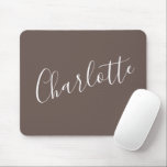 Stylish Script Typography Coffee Brown Custom Name Mouse Pad<br><div class="desc">Minimalist Script Typography Name in Coffee Brown Mouse Pad</div>