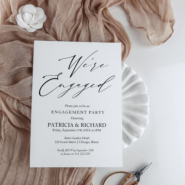 Stylish Script We Are Engaged Engagement Party Invitation (Creator Uploaded)