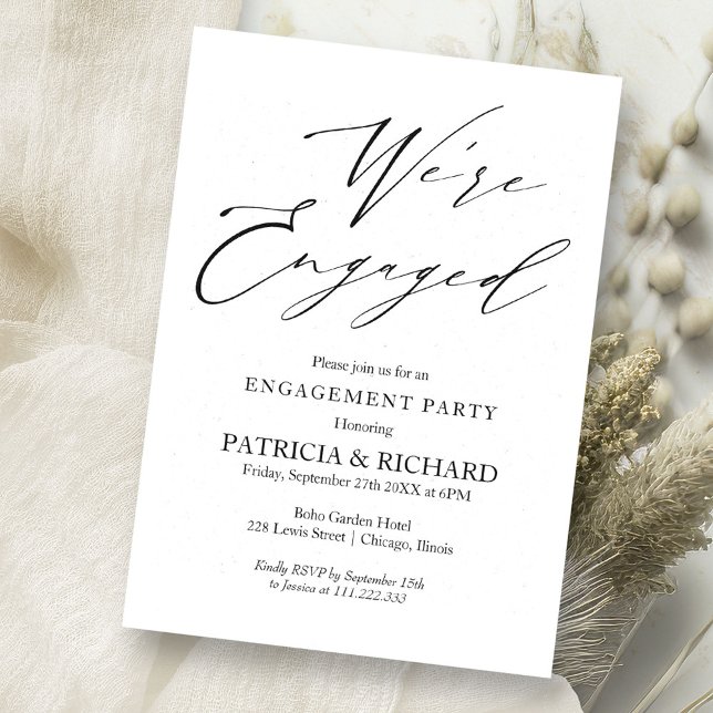 Stylish Script We Are Engaged Engagement Party Invitation (Creator Uploaded)