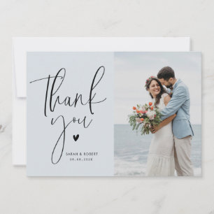 stylish script wedding thank you photo card