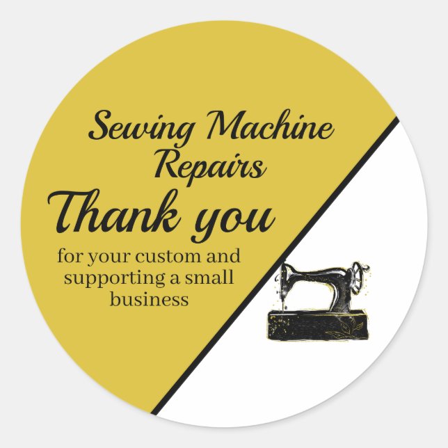 Stylish Sewing Machine Repair Thank You Classic Round Sticker (Front)