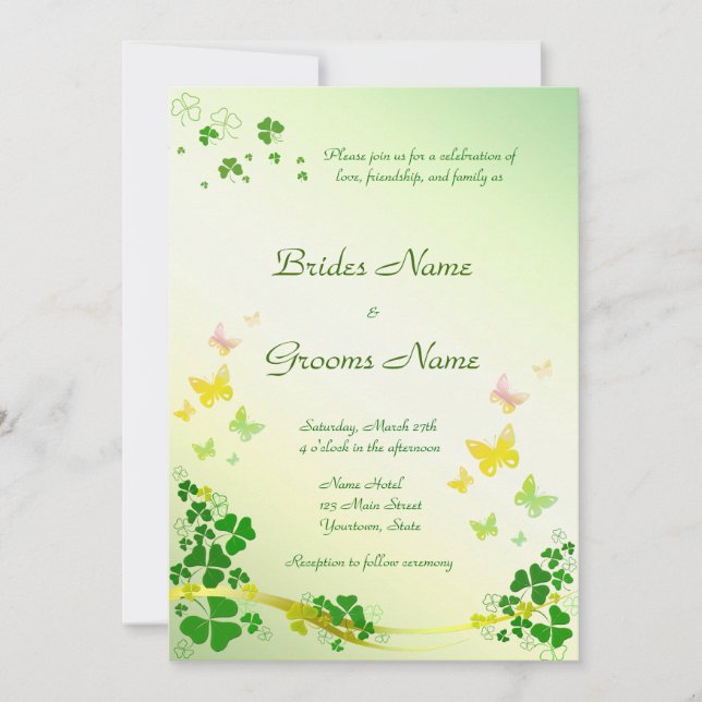 Stylish Shamrock Wedding Invitation (Front)