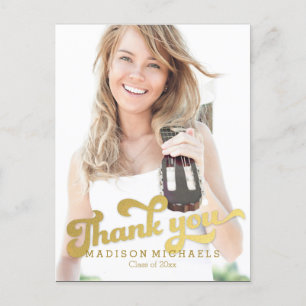 Stylish Shimmer Graduation Thank You Card