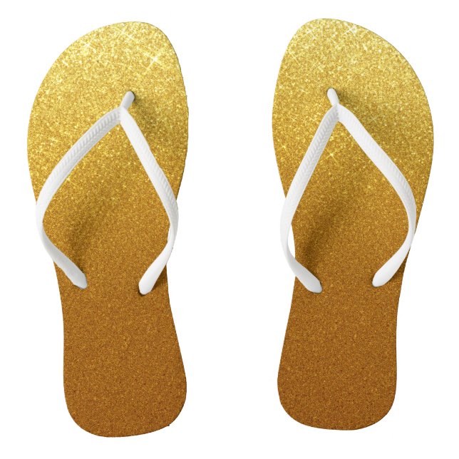Stylish Shimmering Gold Glitter & Glam Thongs (Footbed)