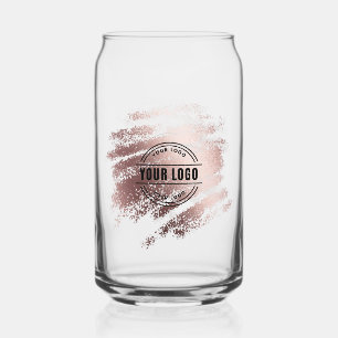 Stylish Shiny Bronze Business Logo Guest Can Glass