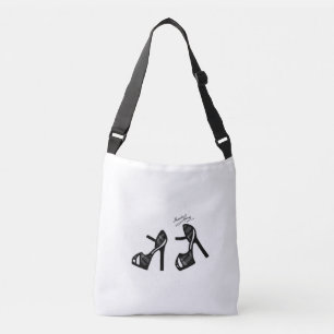 Stylish Shoe Print - Charcoal Plaid Crossbody Bag