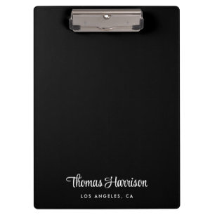 Stylish Signature Script Monogram Black Clipboard