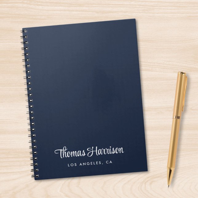 Stylish Signature Script Monogram Blue Notebook (Empower your name in our signature script as your logo and brand identity)
