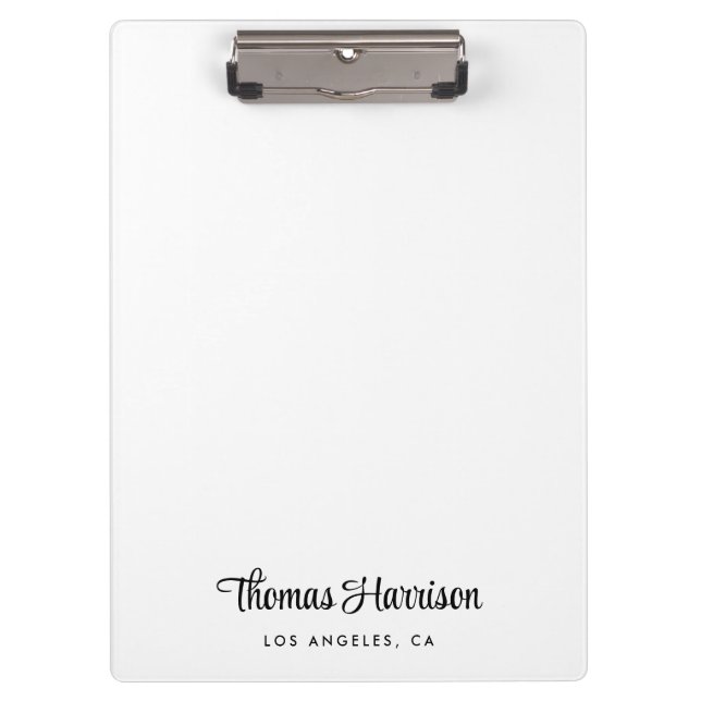 Stylish Signature Script Monogram Clipboard (Front)