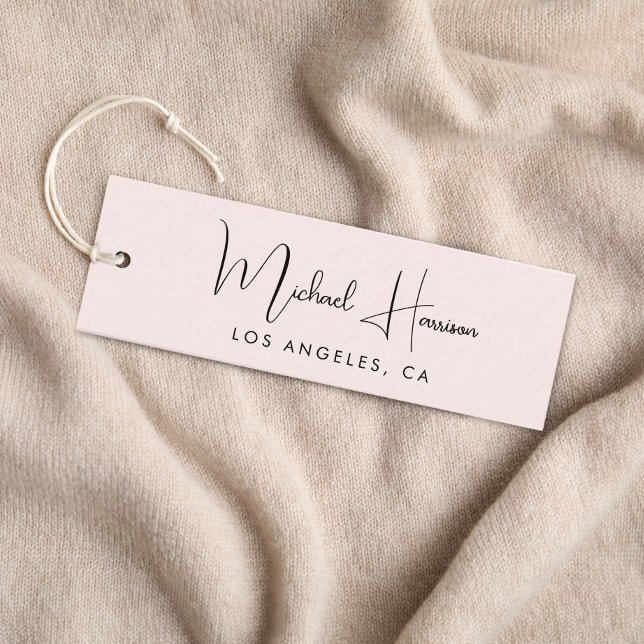 Stylish Signature Script Pink Hang Tag (Empower your name in our signature script as your logo and brand identity)