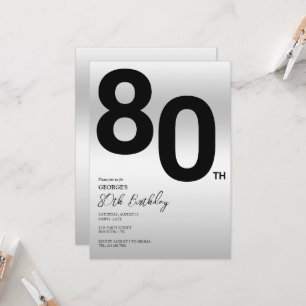 Stylish Silver 80th Birthday Party Invitation