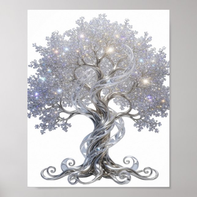 Stylish Silver ABSTRACT ART Design Poster (Front)