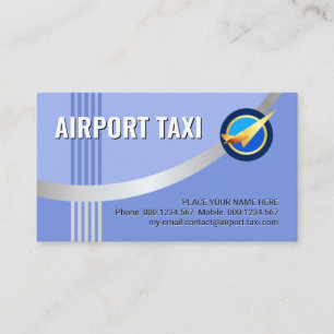 Stylish Silver Aeroplane Runway Airport Taxi Business Card