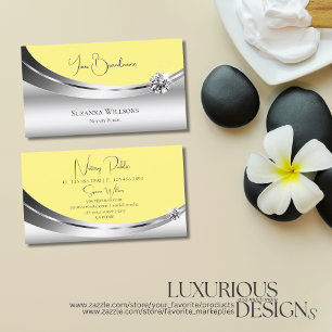 Stylish Silver and Yellow with Sparkled Diamond Business Card