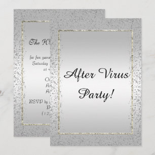 Stylish Silver Confetti "After Virus Party" Invitation