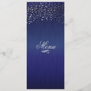 Stylish Silver Confetti Dots Dark Blue Menu