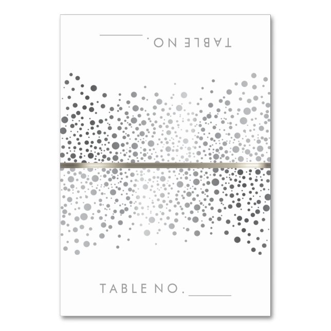 Stylish Silver Confetti Dots | Tent Cards (Front)