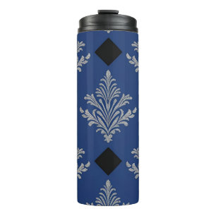 Stylish Silver Damask Thermal Tumbler