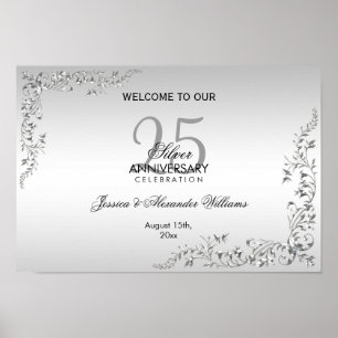 Stylish Silver Decoration 25th Wedding Anniversary
