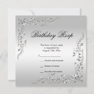 Stylish Silver Decoration Birthday RSVP