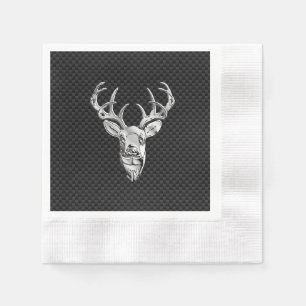 Stylish Silver Deer on Carbon Fibre Napkin
