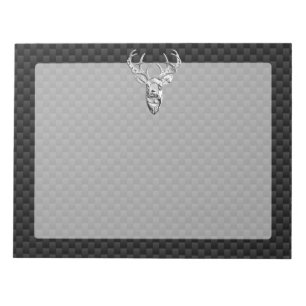 Stylish Silver Deer on Carbon Print Notepad