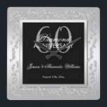 Stylish Silver Diamonds 60th Wedding Anniversary Square Wall Clock<br><div class="desc">Beautiful, glamorous trendy, modern, romantic and sophisticated design for couple's 60th wedding anniversary party events. Elegant and glamorous fabulous sixtieth anniversary. With a beautiful fancy printed image of beautiful silver rhinestone jewel diamonds decoration border frame, in stunning silver colors all printed on a glamorous silver gradient background, your event details...</div>