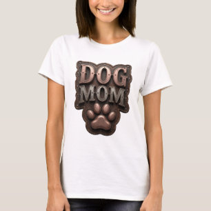 Stylish Silver DOG MOM Design T-Shirt