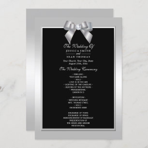 Stylish Silver Gem Bow & Black Wedding program